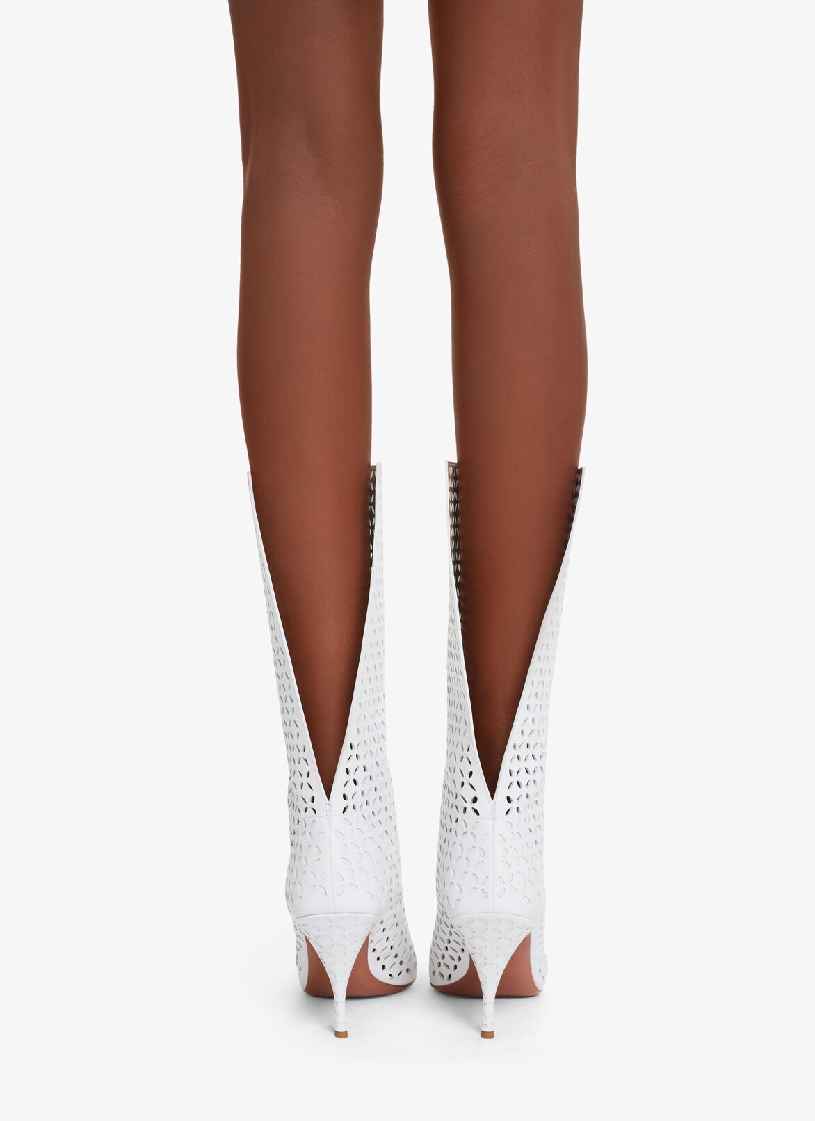 OPENWORK HEEL BOOTS  ALAÏA OFF-WHITE OPENWORK HEEL BOOTS